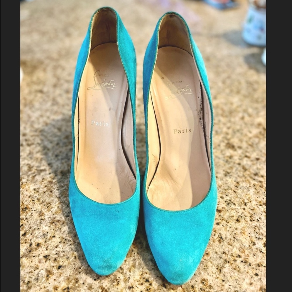 Christian Louboutin Blue Suede Pumps